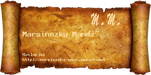 Marsinszky Manó névjegykártya